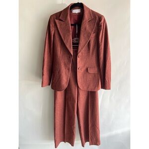 Vintage Jones New York Pant Suit Rust Orange Red Sz 10 Women’s 2 Piece EUC